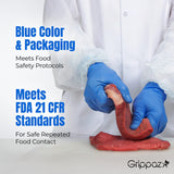 PIP Grippaz Food Plus 8 Mil Nitrile 12" Disposable Gloves 48-Pack, Fish Scale Grip, Enhanced Fatty Food Handling, Blue, Medium (67-308/M)