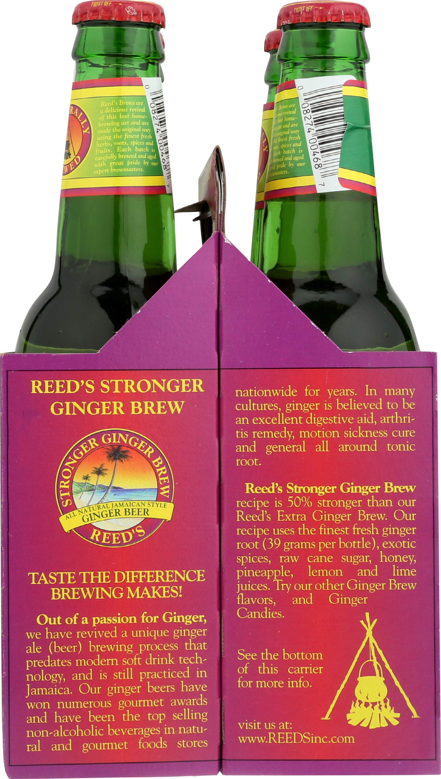 Reeds Ginger Brew, Ginger Beer, 12 Ounce, 4 Pack