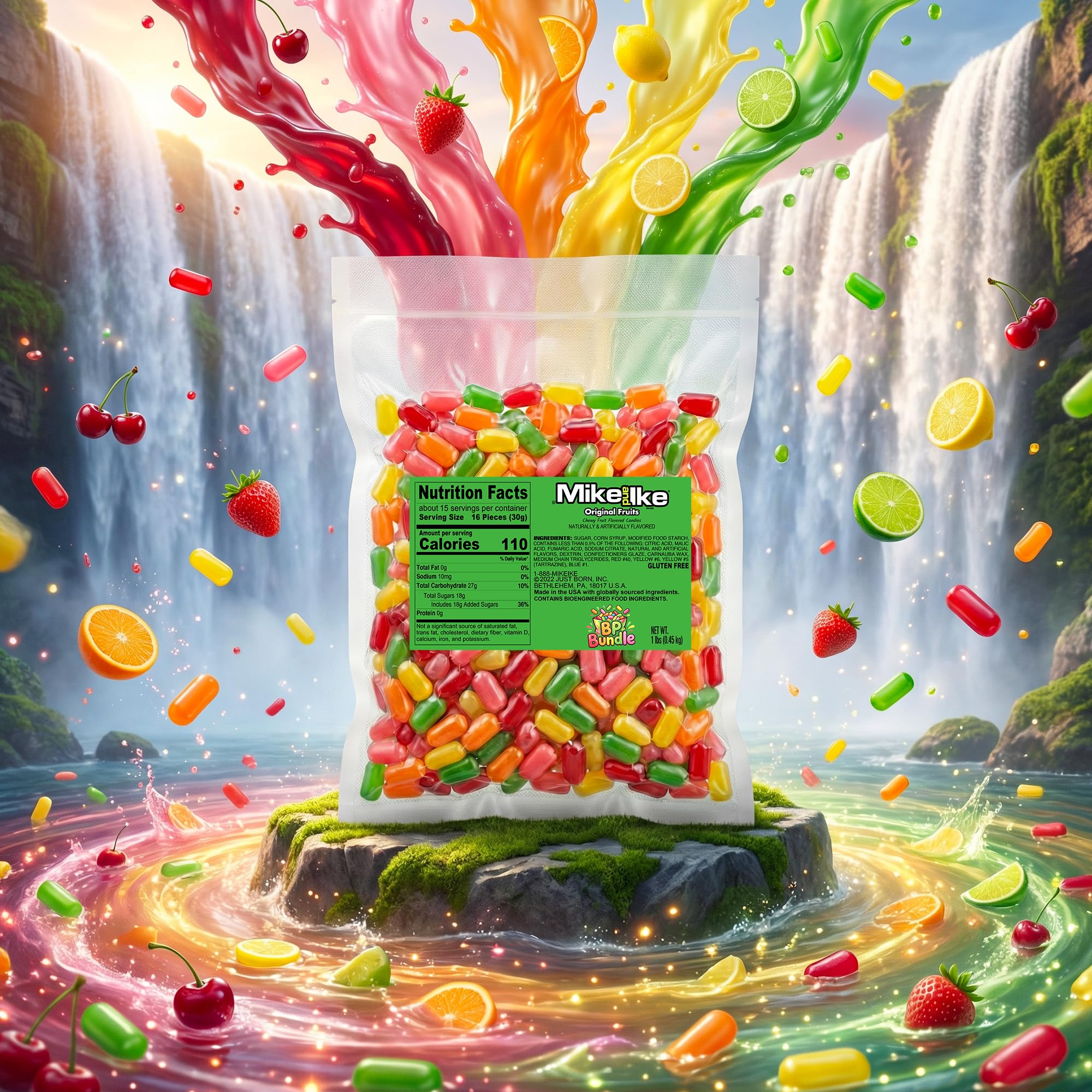 MIKE AND IKE Fruit Candy - 1lb Bulk Bag for Easy Sharing, Storing, and Freshness - Mixed Candied Fruit Chewy, Juicy Variety Pack, Best Candy Snack