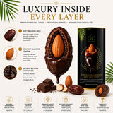 Huries Dark Chocolate Covered Dates with Almonds, Individually Wrapped Gourmet Stuffed Date Candy, Turkish Dessert Snack, 200 g