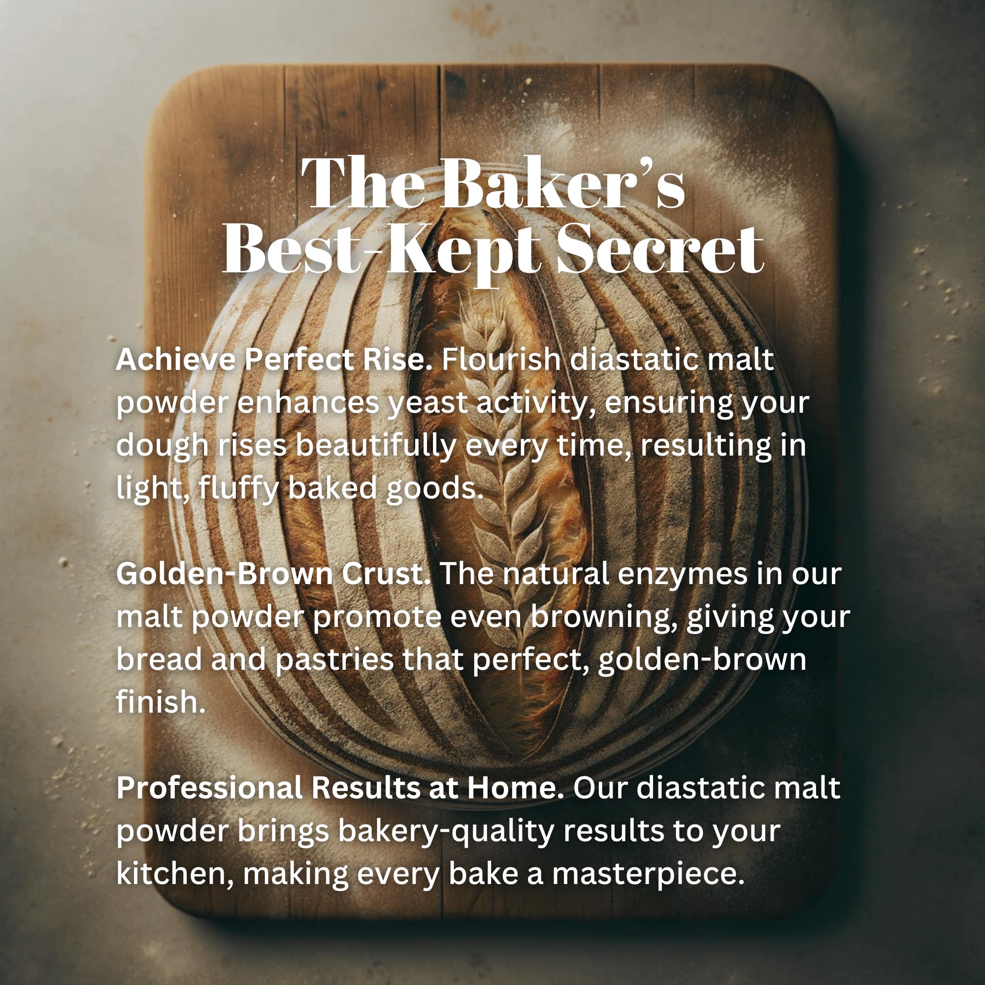 Flourish Millworks Diastatic Malt Powder - 8oz - Premium Baking Enhancer & Dough Improver - The Baker's Best-Kept Secret for Perfect Rise and Browning