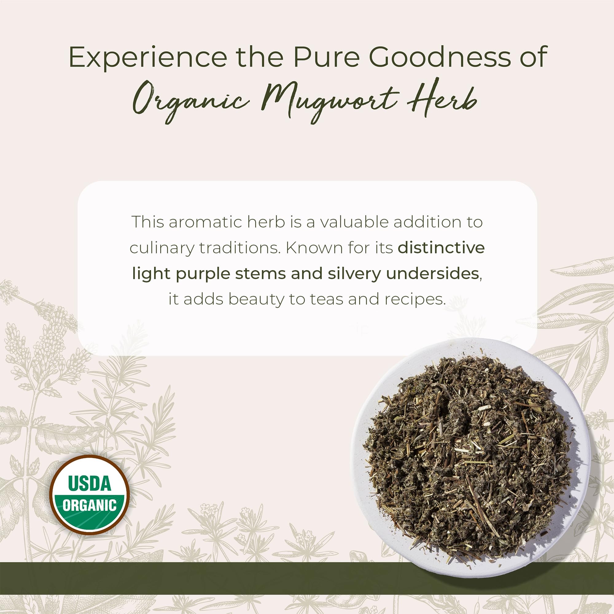 Starwest Botanicals Organic Mugwort Herb - Dried Loose Leaf Herb for Tea & Culinary Use, Cut & Sifted, Certified Kosher, Non-GMO - Bulk 1 lb Bag
