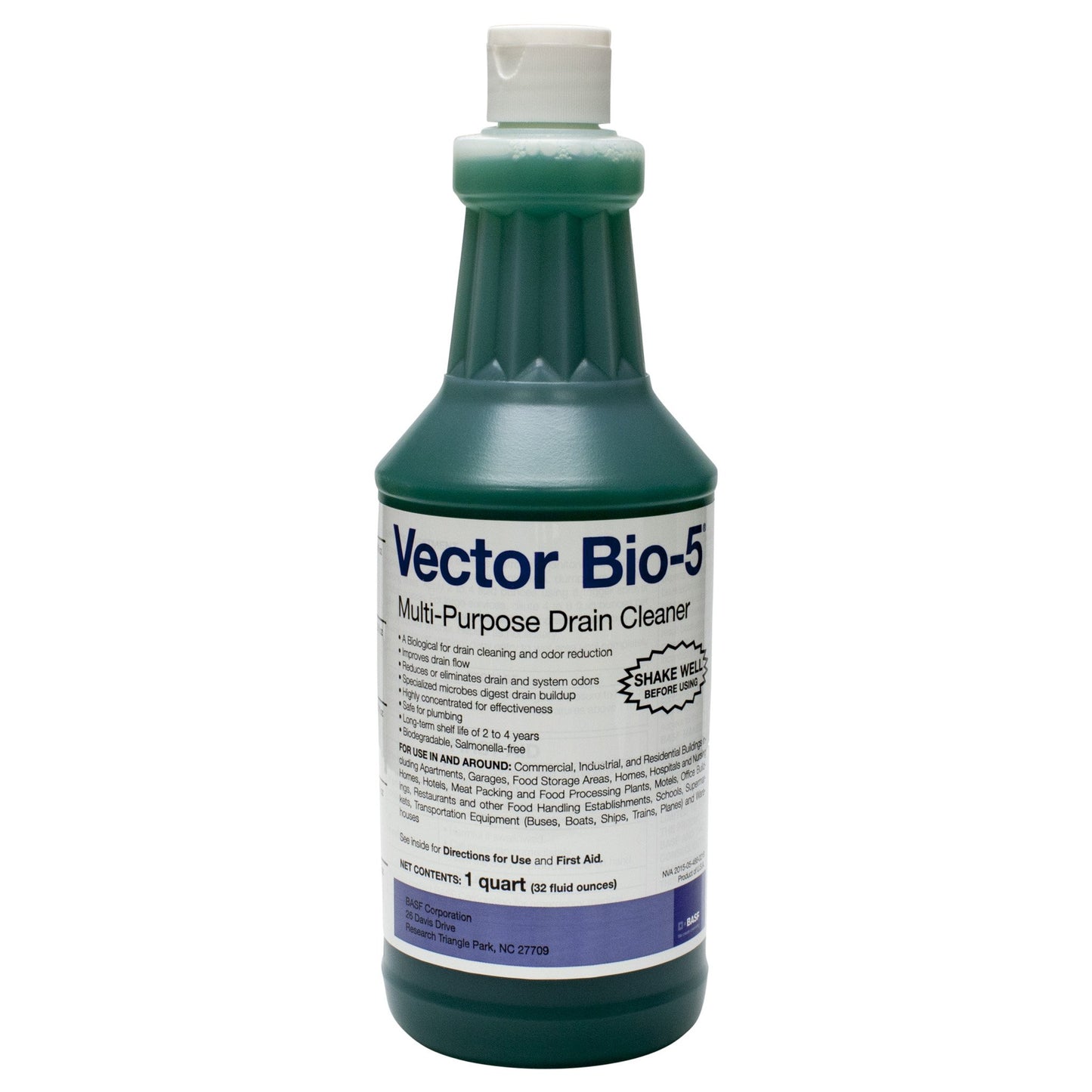 BASF Bio-5 Multi-Purpose Biological Drain Cleaner, Industrial Strength for Clogs, Organic Buildup, Odors, Improves Flow, Eliminates Gnats & Flies