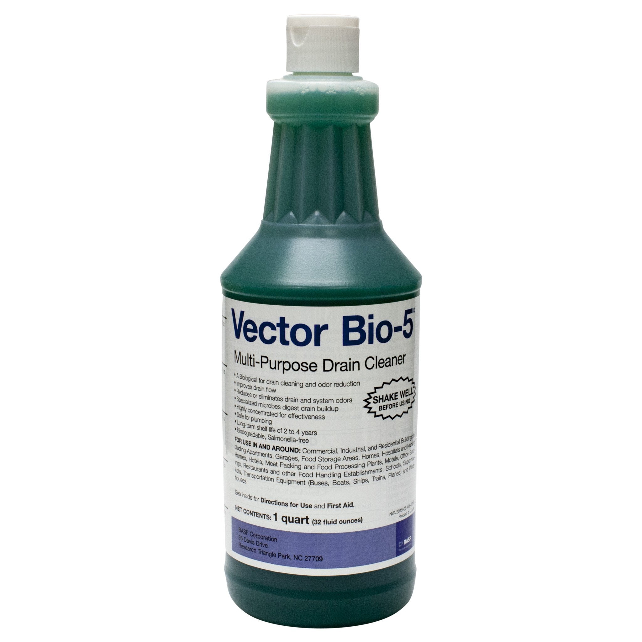 BASF Bio-5 Multi-Purpose Biological Drain Cleaner, Industrial Strength for Clogs, Organic Buildup, Odors, Improves Flow, Eliminates Gnats & Flies