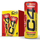 C4 Performance Energy Drink with Zero Sugar, Cherry Popsicle, 4pk
