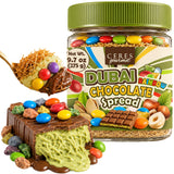 Ceres Gourmet Dubai Chocolate Spread with Candy Coated Chocolate Rocks and Pebbles - Premium Crunchy Snacks with Crispy Kataifi and Smooth Pistachio