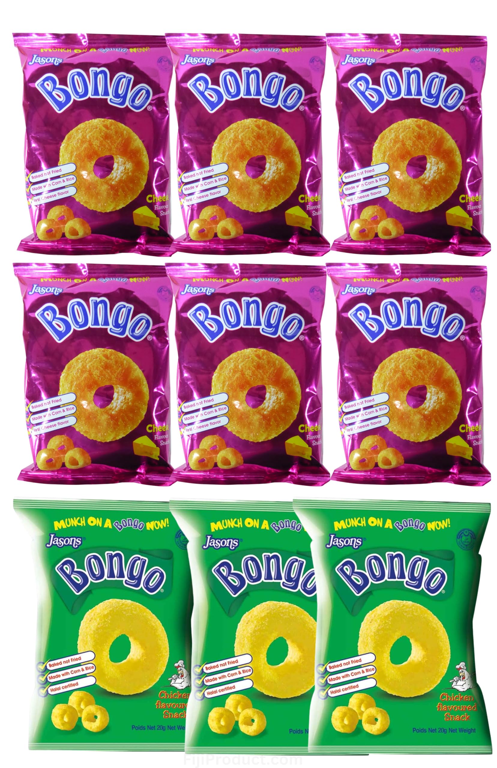 Variety Pack Snack - Cheese Bongo, Chicken Bongo (Value Pack Of 9 x 64g Ea) Favorite Snack Of The Pacific Islanders, Imported From FIJI ...