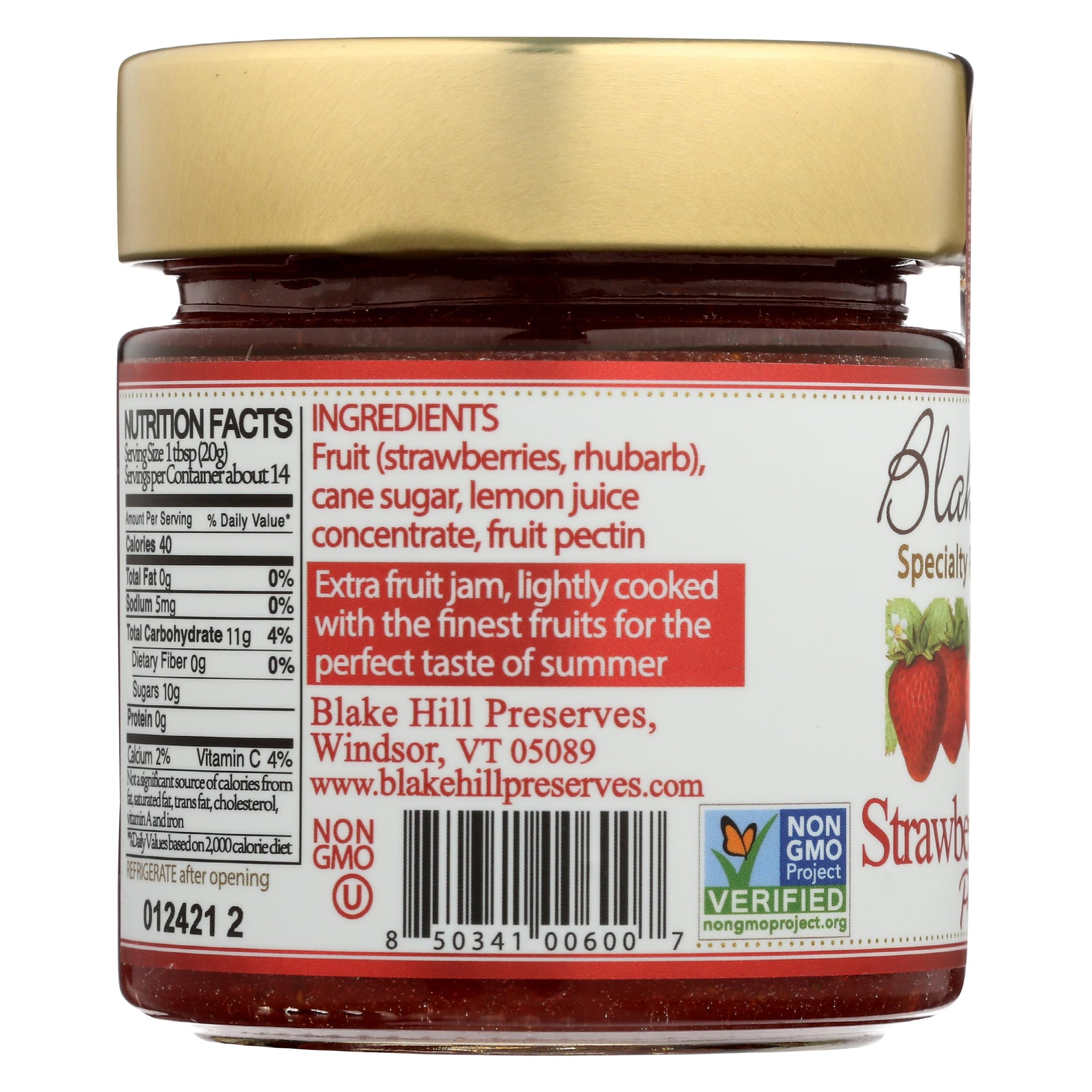 Blake Hill Preserves Strawberry & Rhubarb Preserve, 10 OZ