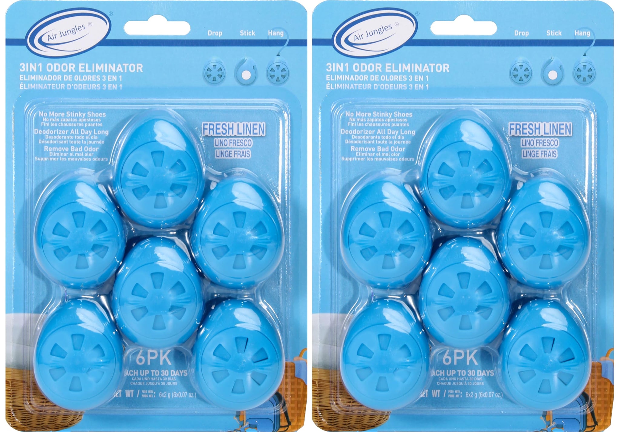 Air Jungles Shoe Deodorizer Balls 12 Ct, Fresh Linen Scent, Odor Remover Balls for Sneakers, Gym Bags, Lockers, and Drawers, Essential Oil Provides