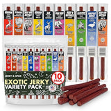 Jerky-n-Spice Wild Game Exotic Meat Sticks (10-Pack) | Ultimate Beef Jerky | Savory Snacks Variety Pack for Adults | Perfect Gifts for Anniversary