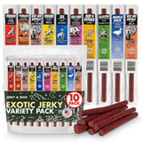Jerky-n-Spice Wild Game Exotic Meat Sticks (10-Pack) | Ultimate Beef Jerky | Savory Snacks Variety Pack for Adults | Perfect Gifts for Anniversary