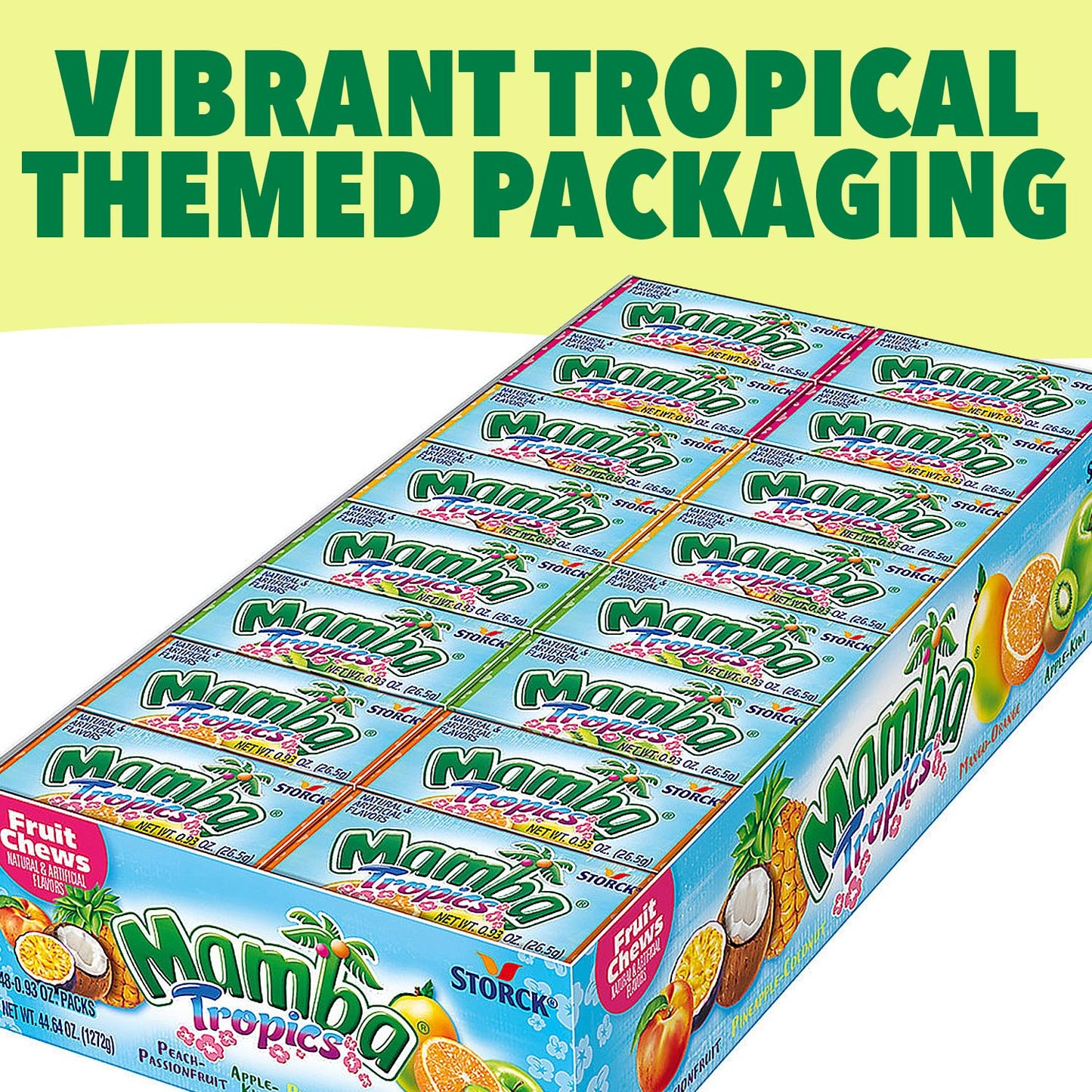 Mamba Tropics Assorted Fruit Chews - (Pack of 48) - Perfect Party Favor Treats for Birthdays & Events