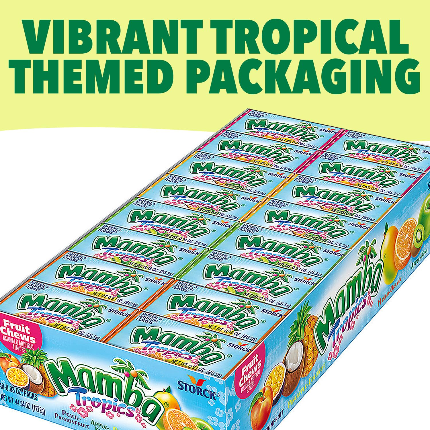 Mamba Tropics Assorted Fruit Chews - (Pack of 48) - Perfect Party Favor Treats for Birthdays & Events