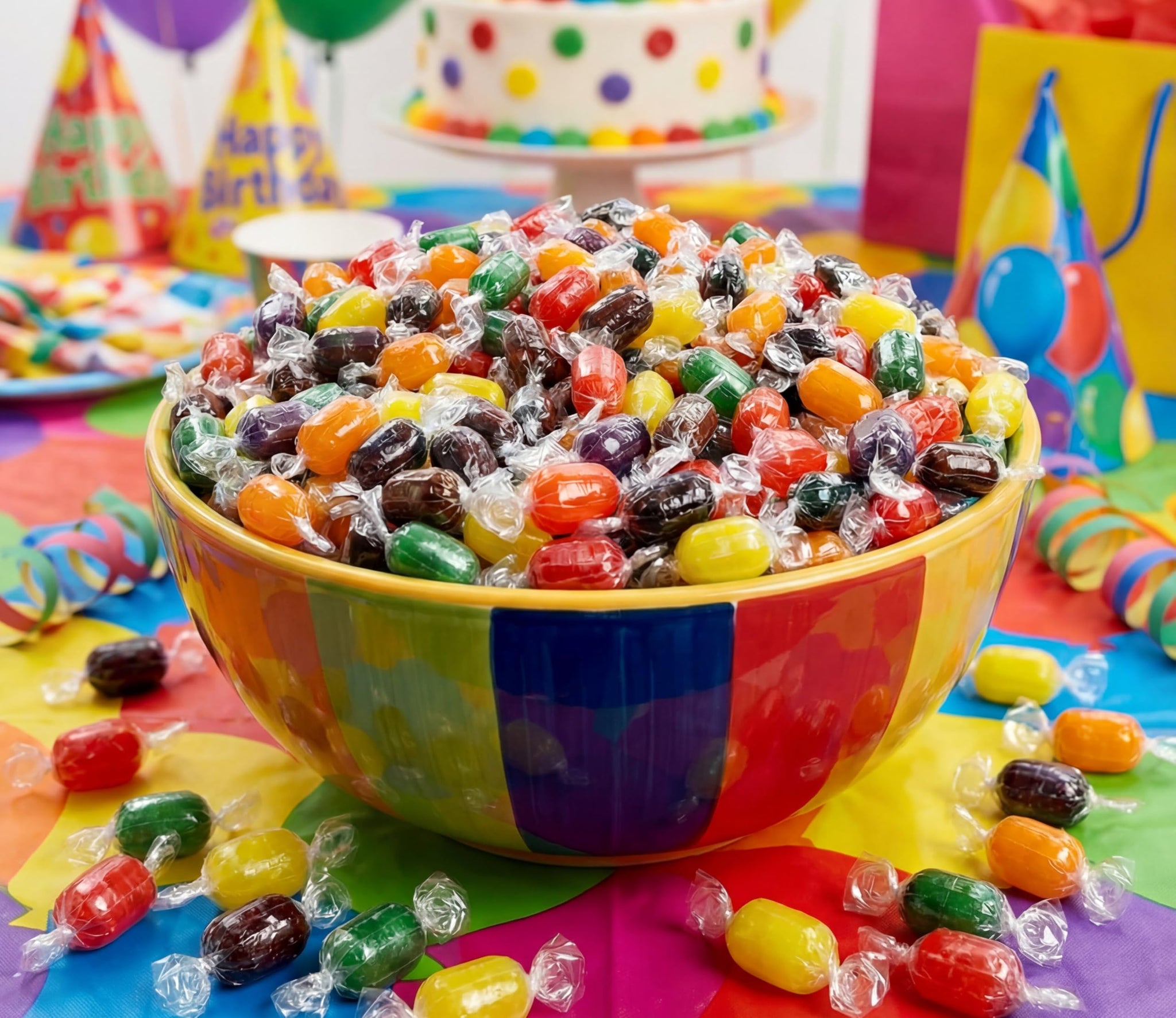 Fruit & Root Beer Barrel Hard Candy 1 lb - Assorted Fruity & Classic Flavor, Individually Wrapped Bulk, Old Fashioned Hard Mix for Dish, Parties