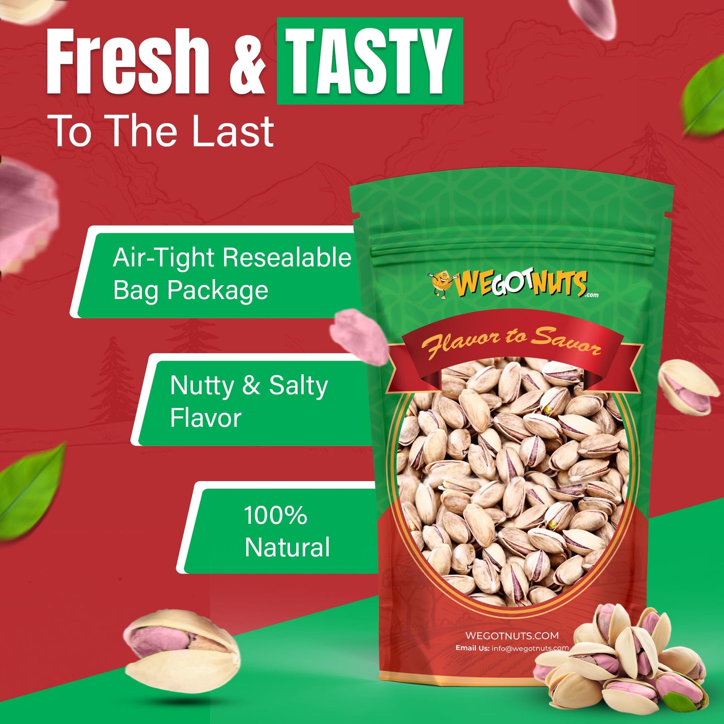 Turkish Antep Pistachios - 2.5 lbs (40oz) Premium Quality Kosher Roasted Pistachios By We Got Nuts - Natural & Healthy Rich Flavor Snack - Whole