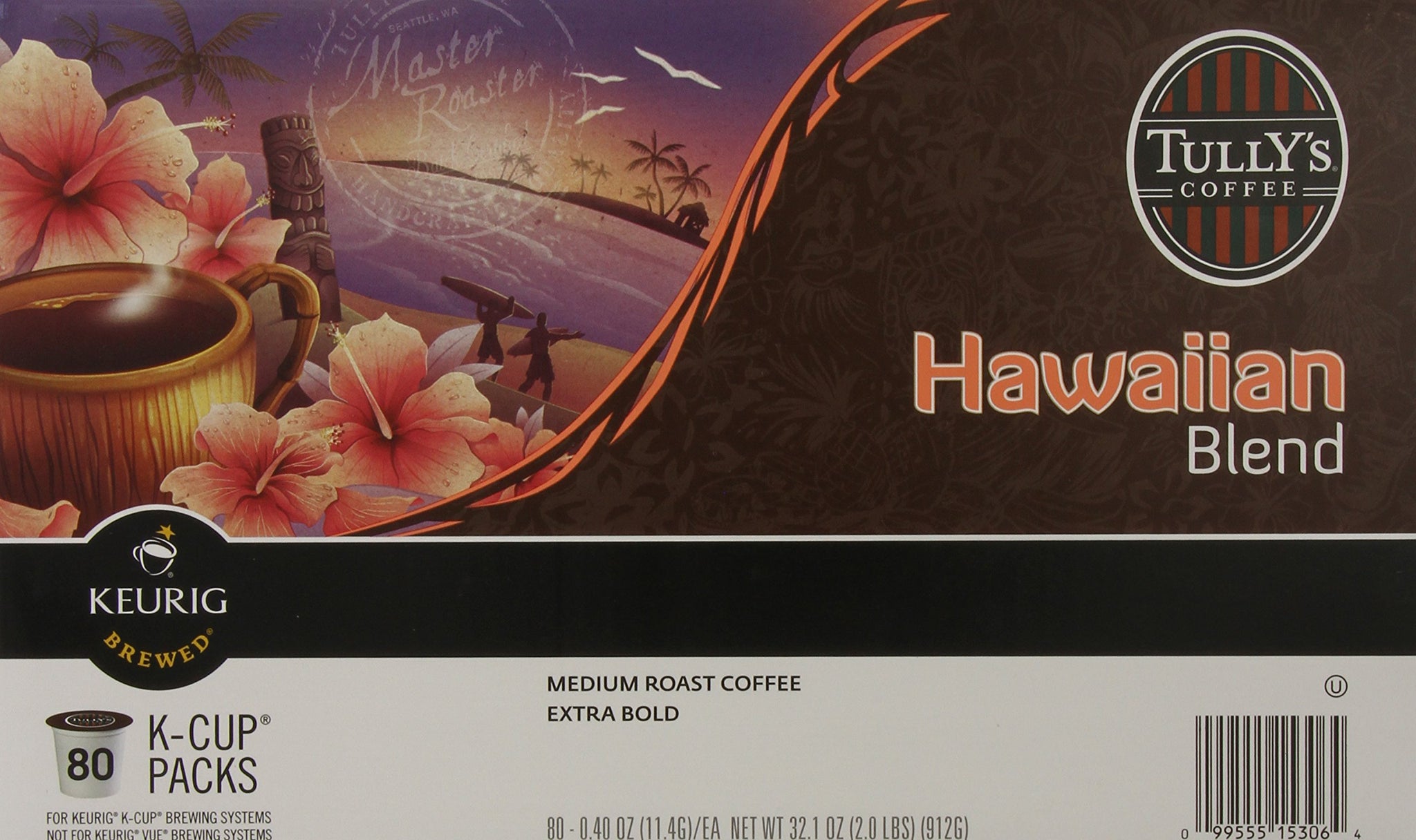 Tully's Coffee Hawaiian Blend K-Cups, 80 Count