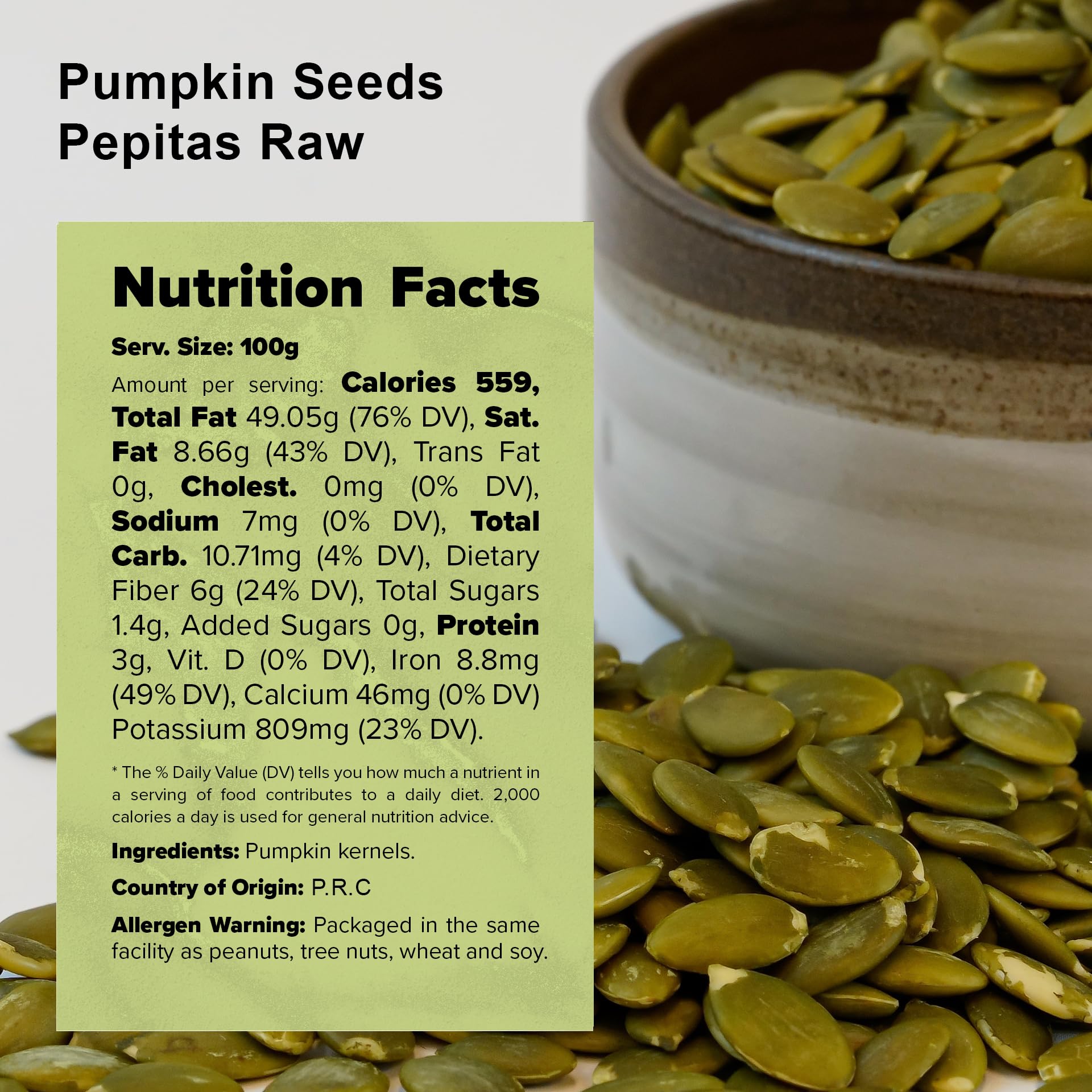 NUTS U.S. - Pumpkin Seeds (Pepitas) | Raw and Unsalted | No Shell | AA GRADE | Vegan and Gluten Free | Packed in a Resealable Bag (4 LB)