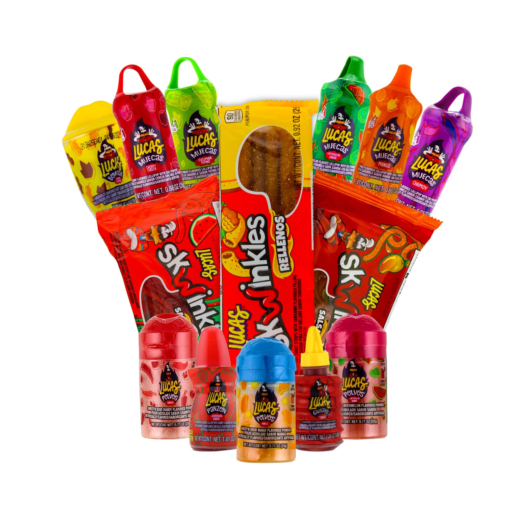 Lucas Mexican Candy Mix (14 Count) Variety of Sour, Sweet, Spicy, Include Lucas Skwinkles, Pelucas, Lucas Muecas, Baby Lucas, Gusano, Salsagheti by