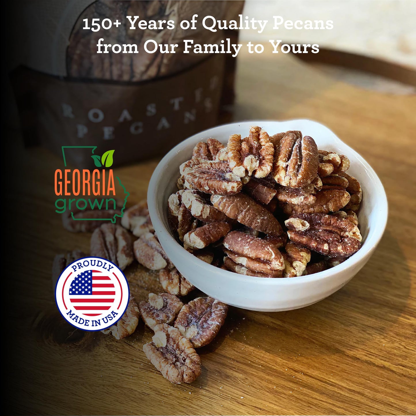 HUDSON PECAN COMPANY | Fresh Fancy Roasted Georgia Pecans | Perfectly Roasted & Salted, Kosher Certified | Gourmet & Flavorful Snack for Baking