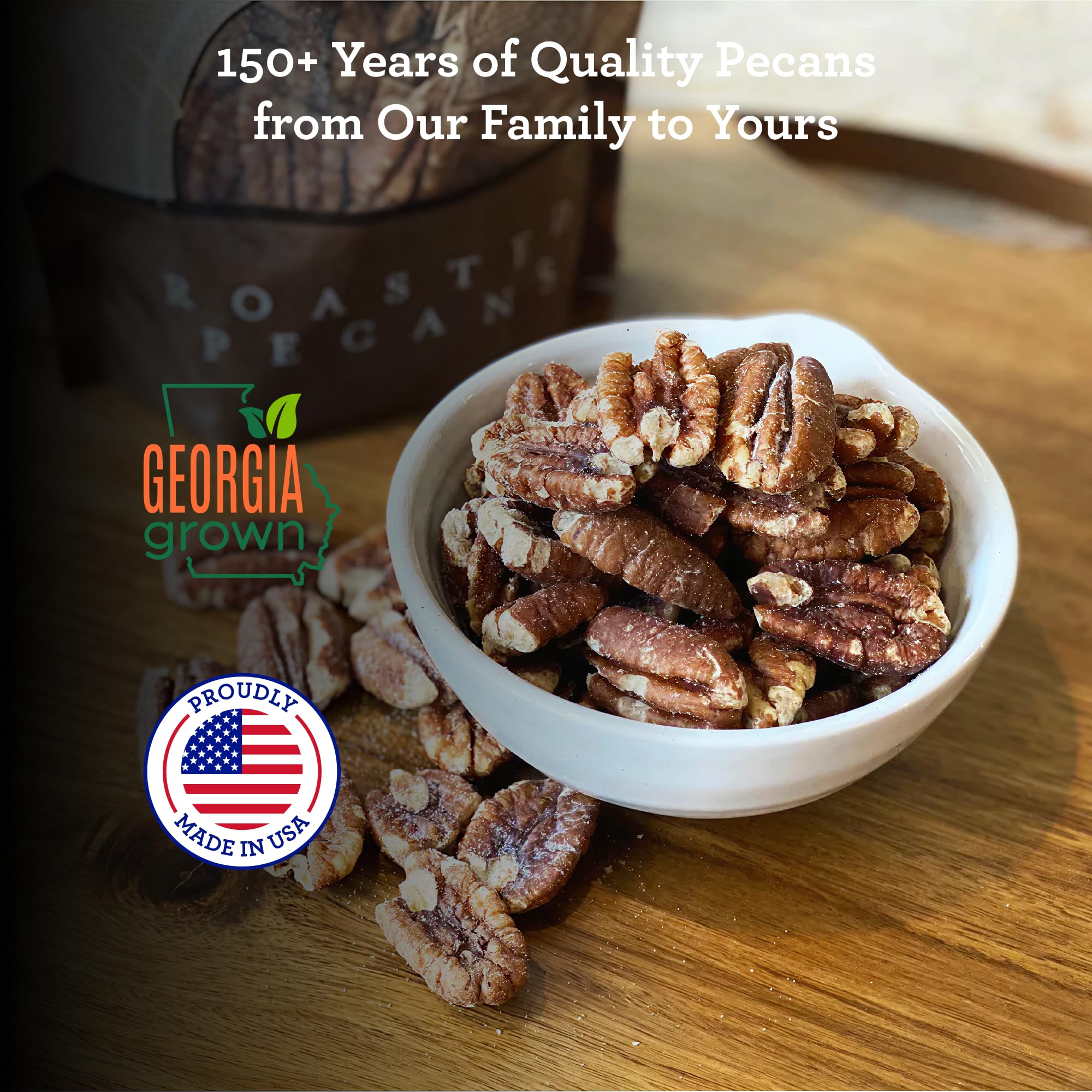 HUDSON PECAN COMPANY | Fresh Fancy Roasted Georgia Pecans | Perfectly Roasted & Salted, Kosher Certified | Gourmet & Flavorful Snack for Baking