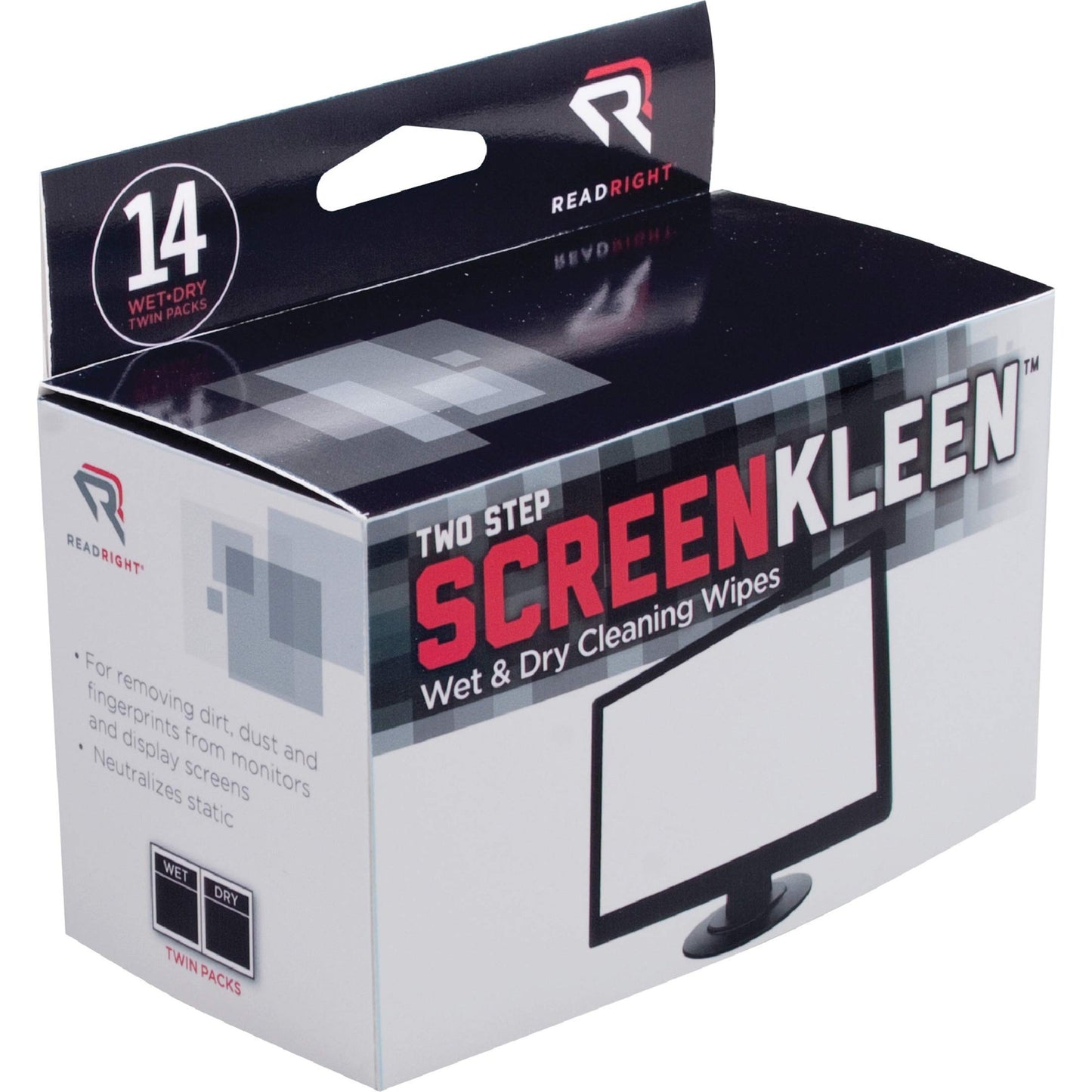 REARR1205 - Read Right Kleen amp;amp; Dry Screen Cleaner Wet Wipes