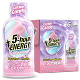 5-hour ENERGY COTTON CANDY Flavor, 6 Count, 1.93 Fl Oz Energy Shot, Extra Strength, Amino Acids, B Vitamins, Sugar Free and Zero Calories