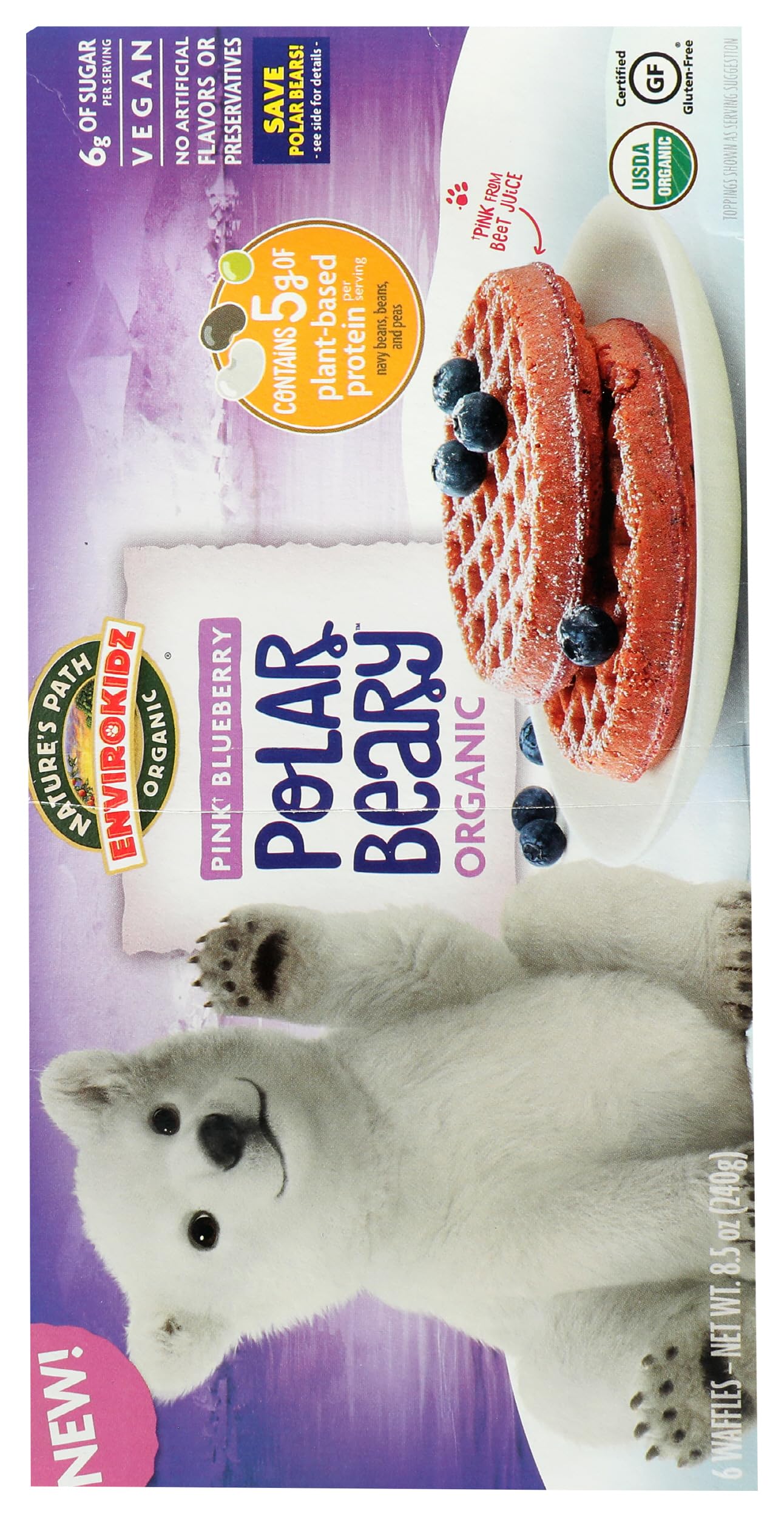 Envirokidz Organic Polar Beary Pink Blueberry Waffles, 8.5 OZ