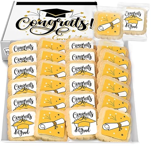OMCookie 24 Graduation Cookies Gift Basket Box 2026 | Individually Wrapped | Congratulations Congrats Grad for Women Men Kids | Food Gift | Nut Free |