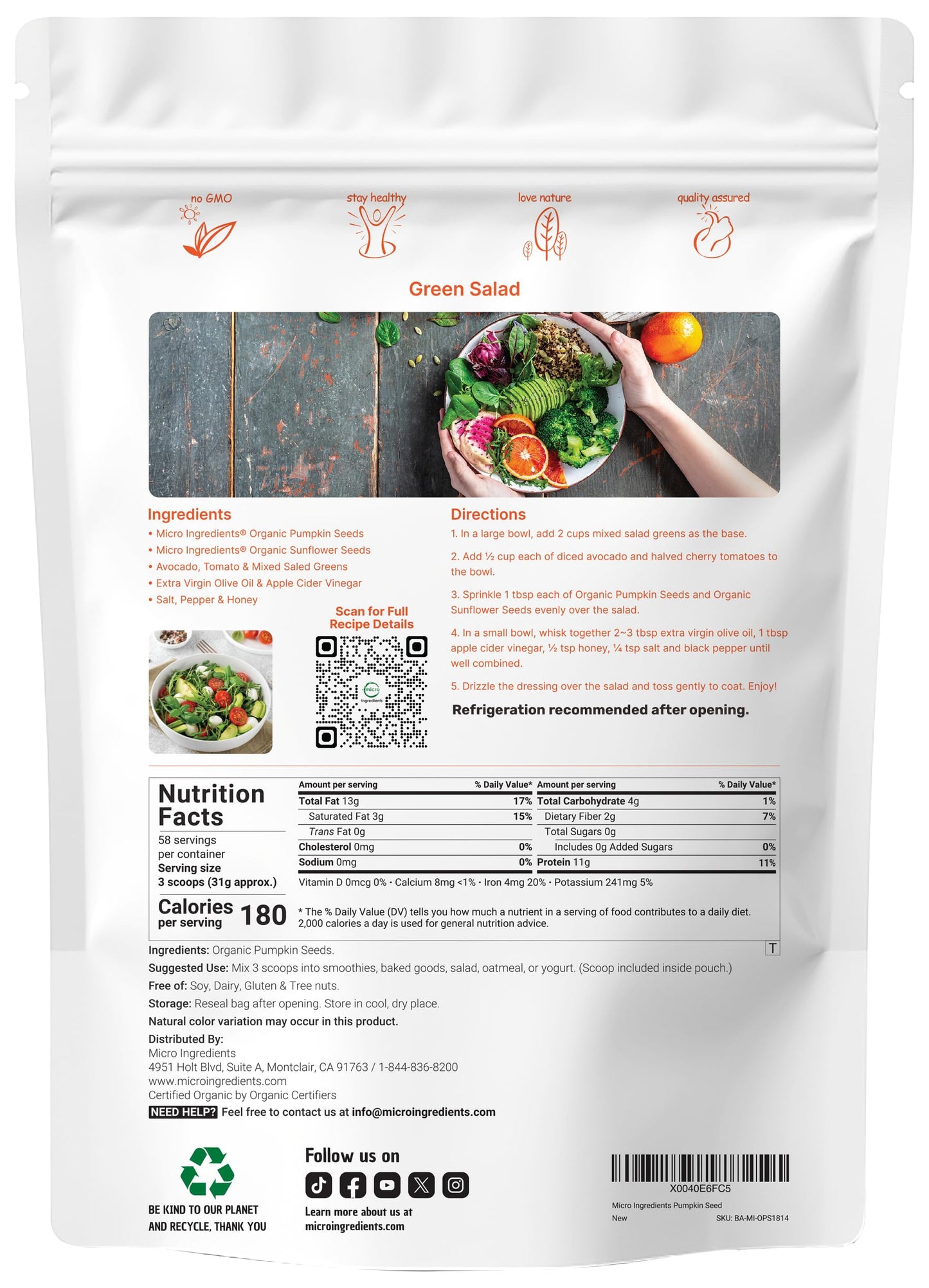Organic Pumpkin Seeds, 4lbs | Raw, Unsalted, & Shelled - Whole Pepitas | Pumpkin Seeds to Eat | Great for Baking, Smoothies, & Salad Toppings |