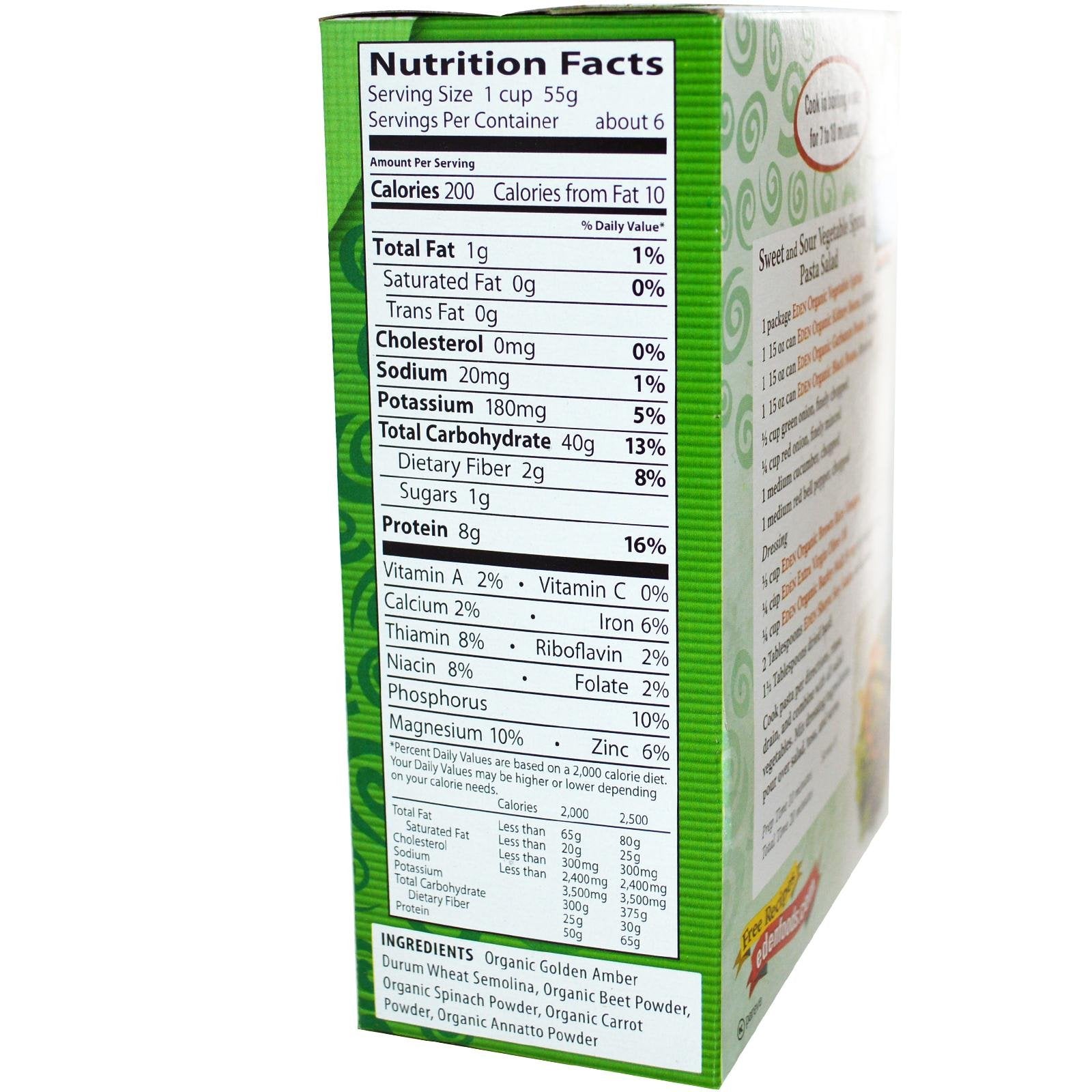 Eden Foods Vegetable Spirals Pasta - 12 oz