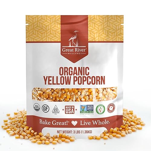 Great River Milling Organic Yellow Popcorn Kernels | Gluten Free Whole Grain Popcorn for Air Popper, Stovetop & Popcorn Machines | Non-GMO, USDA