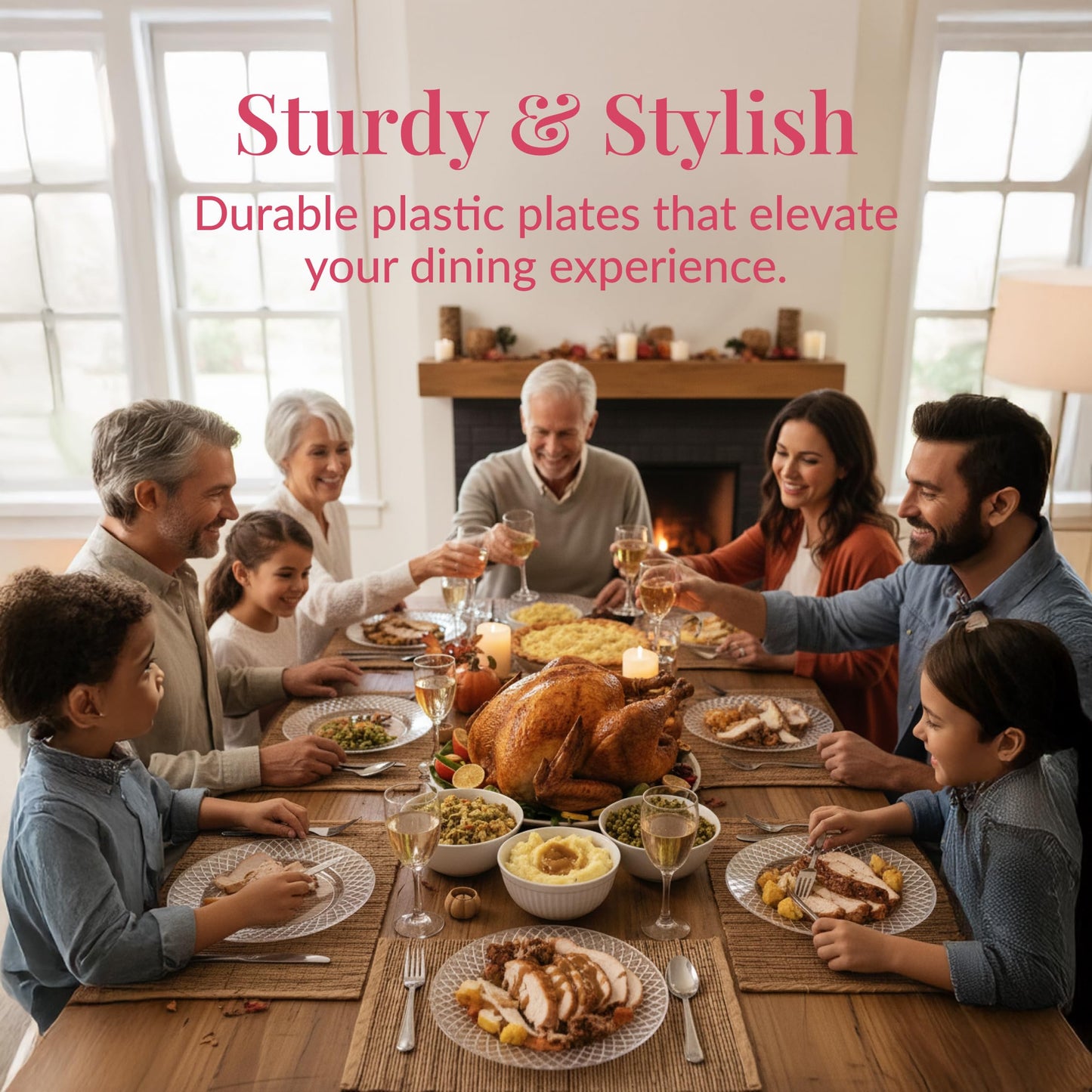 Prestee 72 Pack Disposable Plates 7.5 Inch - Heavy Duty Plastic Plates for Party Appetizers, Salads, and Clear Dessert Plate for Party Events
