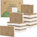 Rasket 10 Pack Biodegradable Natural Sponges Kitchen - Compostable Cellulose and Coconut Walnut Scrubber Sponge - Eco Friendly Sponges for Dishes