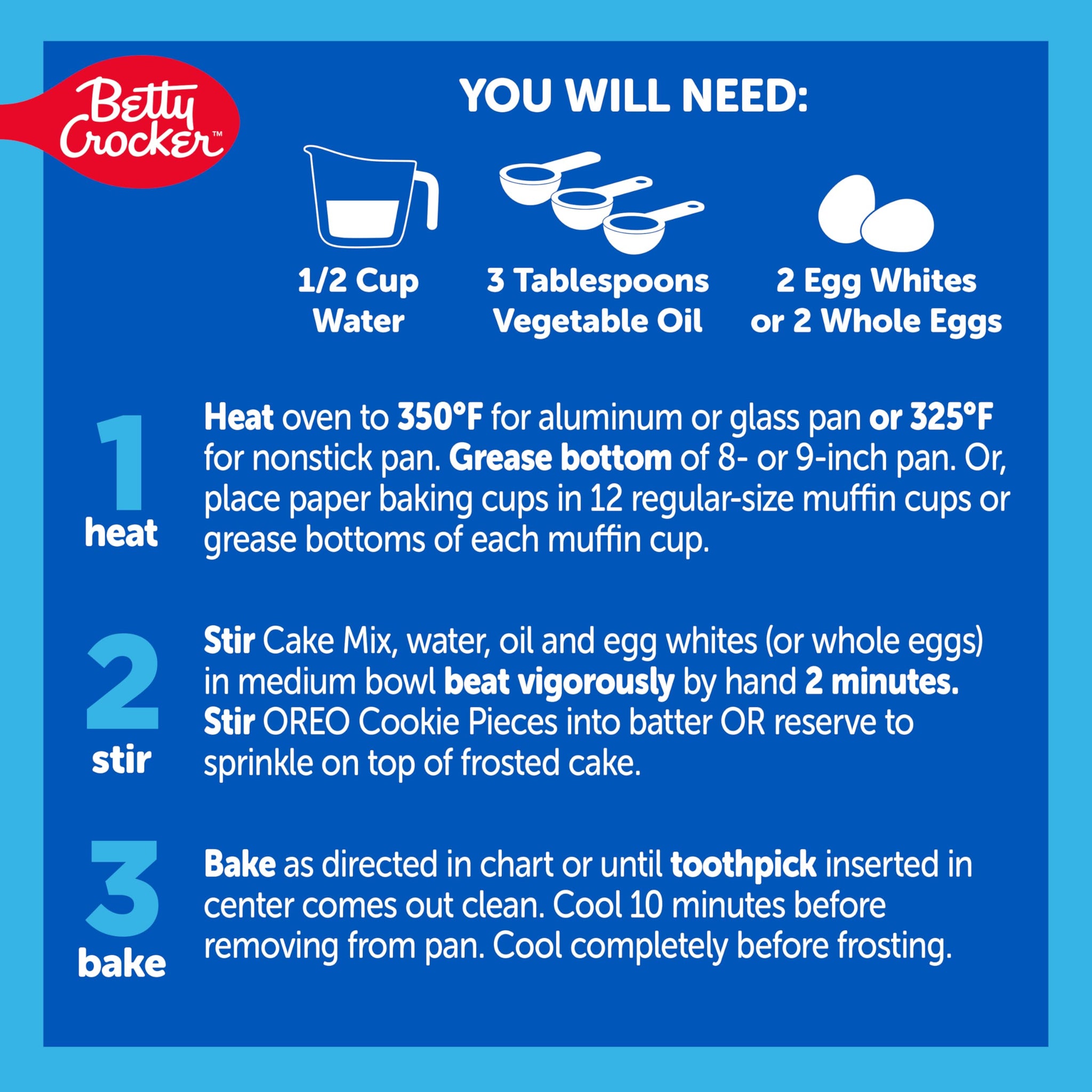 Betty Crocker OREO White Cake Mix, White Cake Baking Mix With OREO Cookie Pieces, 9.3 oz