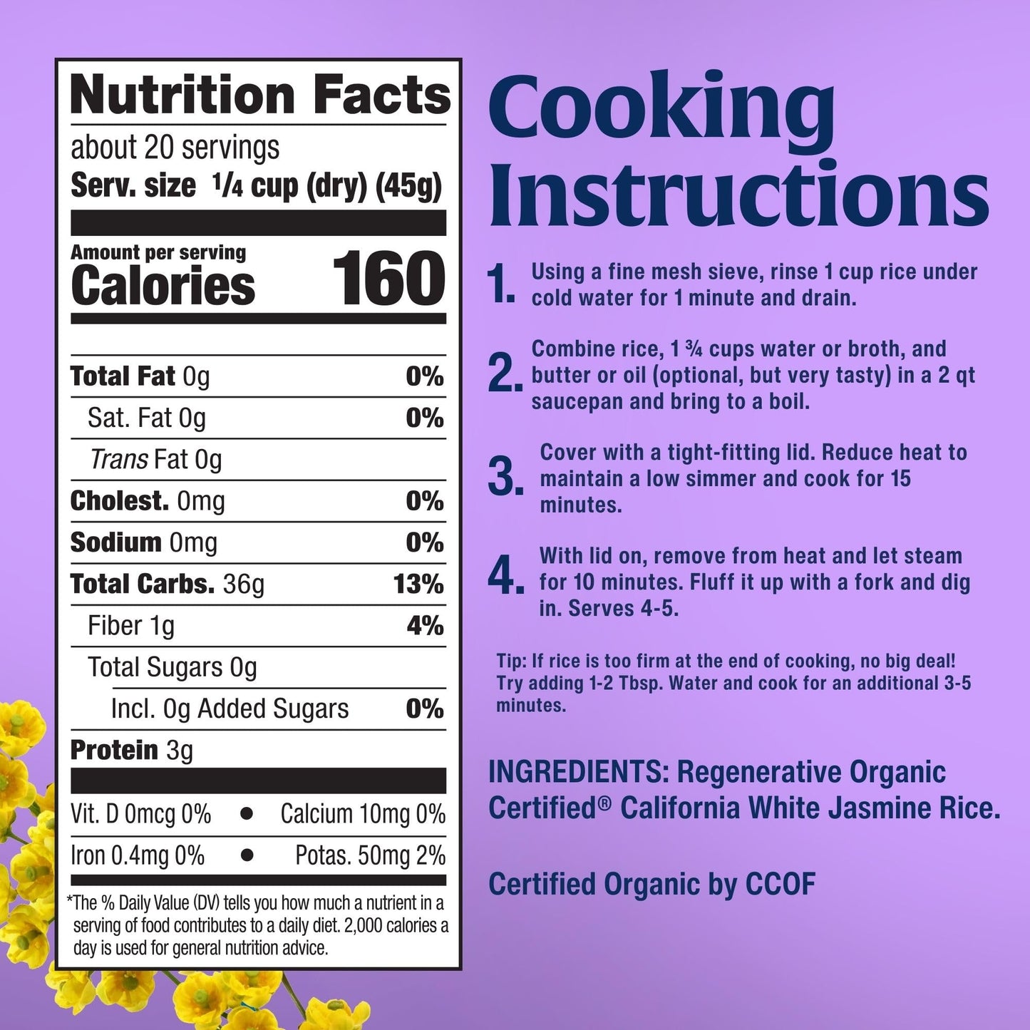 Lundberg Jasmine Rice, Regenerative Organic Certified - Non-Sticky, Aromatic Long-Grain White Rice, Responsibly Grown in California, 64 Oz