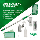 Unger Commercial SpeedClean Window Cleaning Kit, 11-Piece Set, 8-Inch Pad Holder with Microfiber Pads, 6-Foot Reach