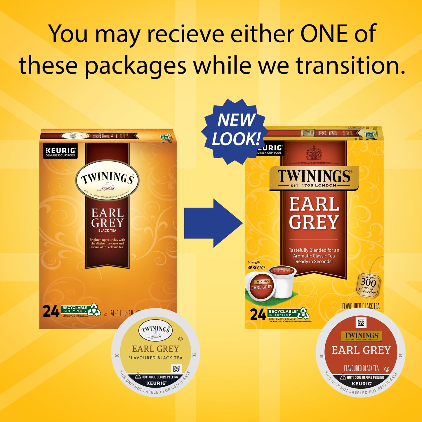 Twinings Earl Grey Black Tea K-Cup Pods for Keurig, 24 Count (Pack of 2), Flavoured with Citrus and Bergamot, Caffeinated, Enjoy Hot or Iced