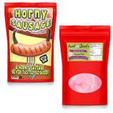 Horny Sausage Cotton Candy - Funny Food Gifts for Women - Sausage Gift for Sausage Lovers - Pink Strawberry Flavor - Stocking Stuffers for Wives