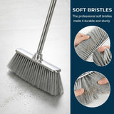 GLOHOO Indoor Soft Bristles Broom and Dustpan Angle Sweeping Dustpan and Broom with Long Handle for Kitchen Hardwood Floor Cleaning