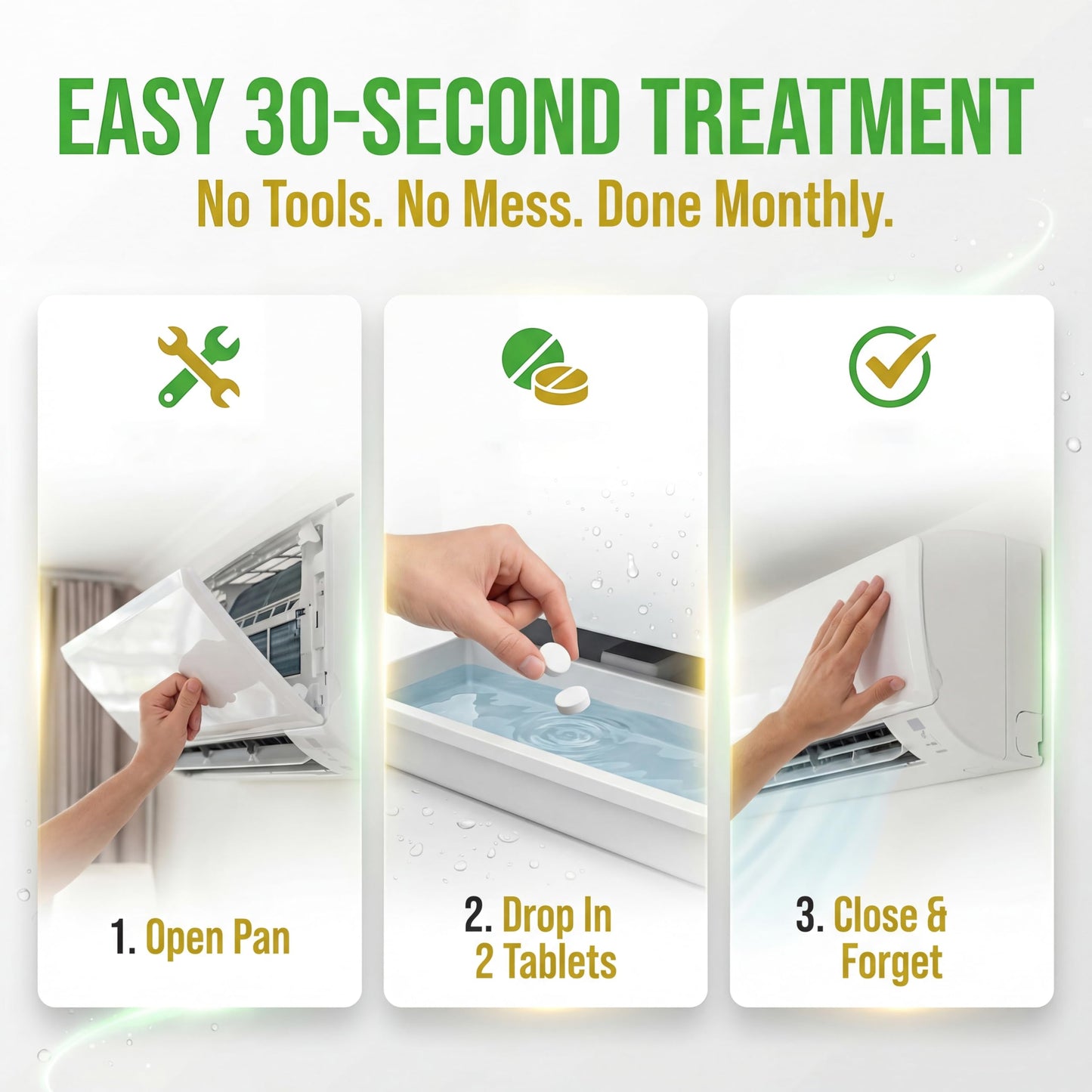 QwikTreat AC Pan Tablets & HVAC Drain Line Cleaner | Condensate Drain Pan Treatment Tabs | Remove Air Conditioner Pipe Clogs, Algae, & Control Odors