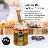Sable & Rosenfeld Tipsy Garlic & Dill Cocktail Stirrers 16 oz Jar (Pack of 1), Hand-Packed Martini Pickles and Olive Skewers, Kosher, Gluten-Free