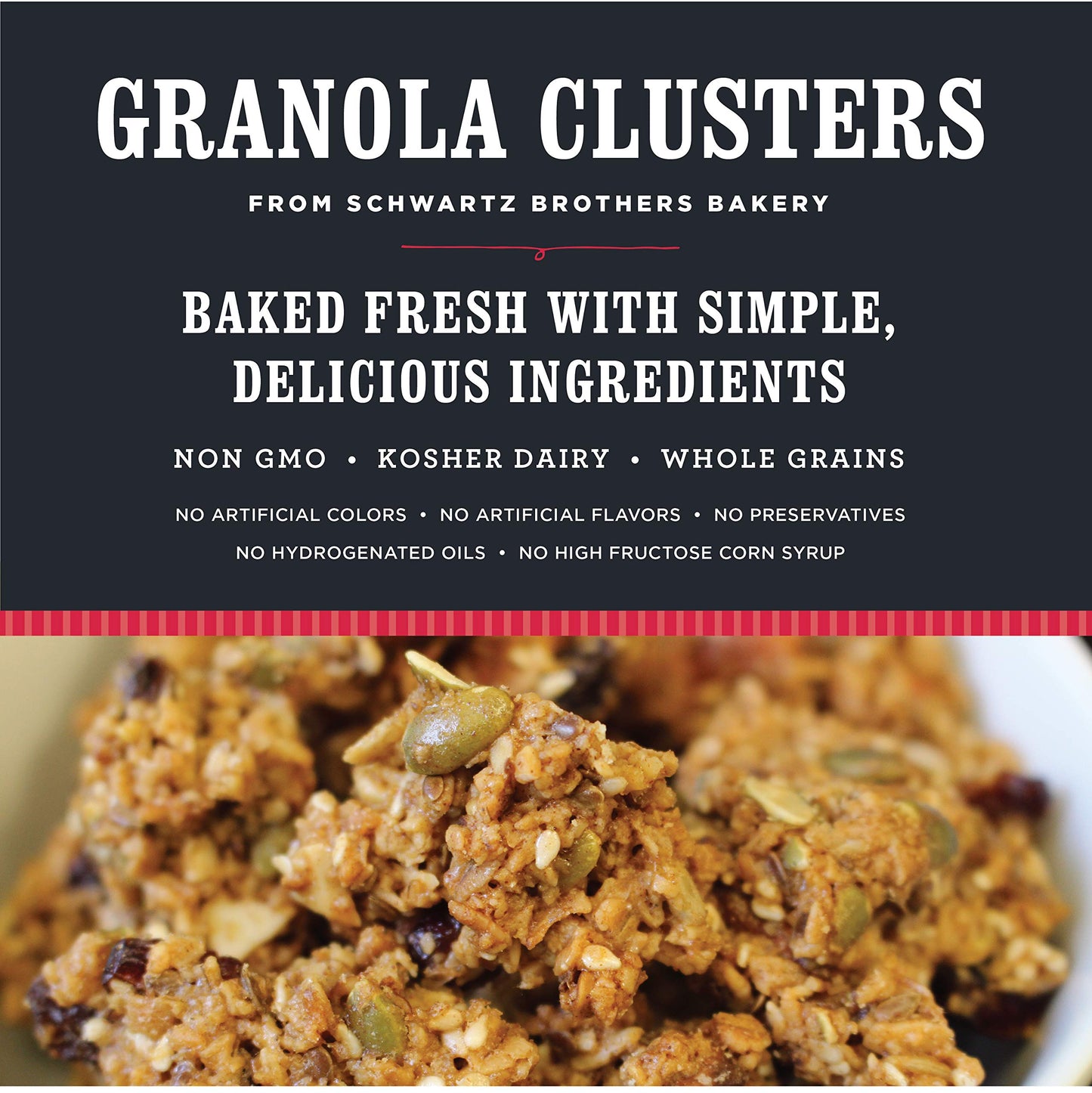 Schwartz Brothers Bakery, Granola Clusters with Oats, Fruits, Almonds & Seeds, Freshly Baked, Non-GMO, Kosher, Artisan Made, Twice-Baked in Small