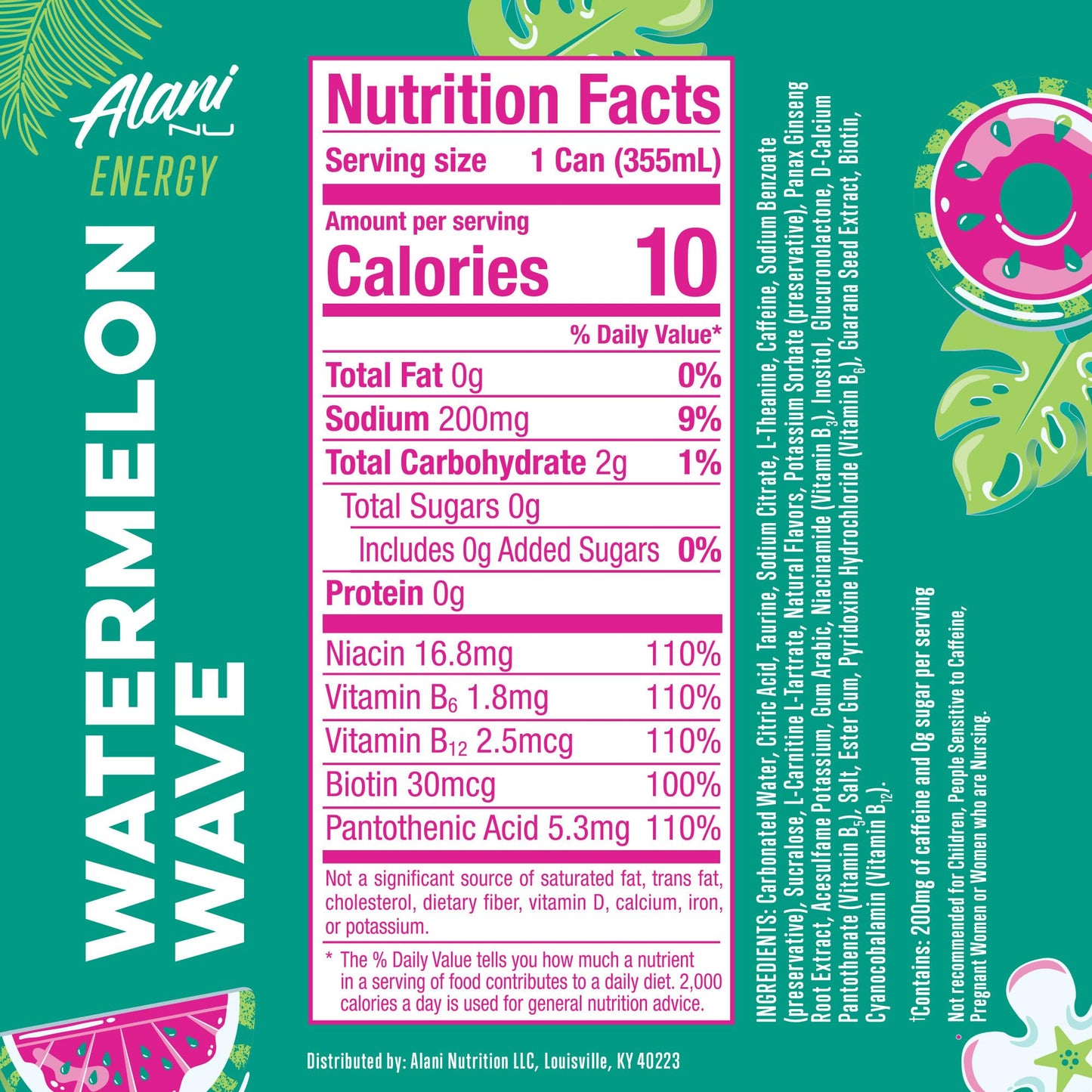 Alani Nu Watermelon Wave Sugar Free Energy Drink (Pack of 12)
