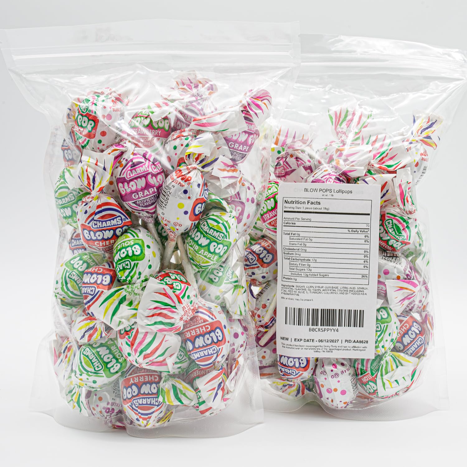 Charms Blow Pops with Bubble Gum Center 1 lb - Blow Pop Asst Bulk, Individually Wrapped (23 Pieces), Fruit Flavors