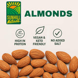 Sunhill Naturals Raw Whole Almonds | Heart-Healthy Omega 3 Raw Almonds | Omega 3 Nuts for Snacking | Keto Snacks for Adults and Kids