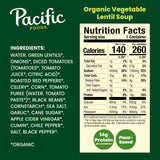 Pacific Foods Organic Vegetable Lentil Soup, Plant Based, 16.3 oz Can