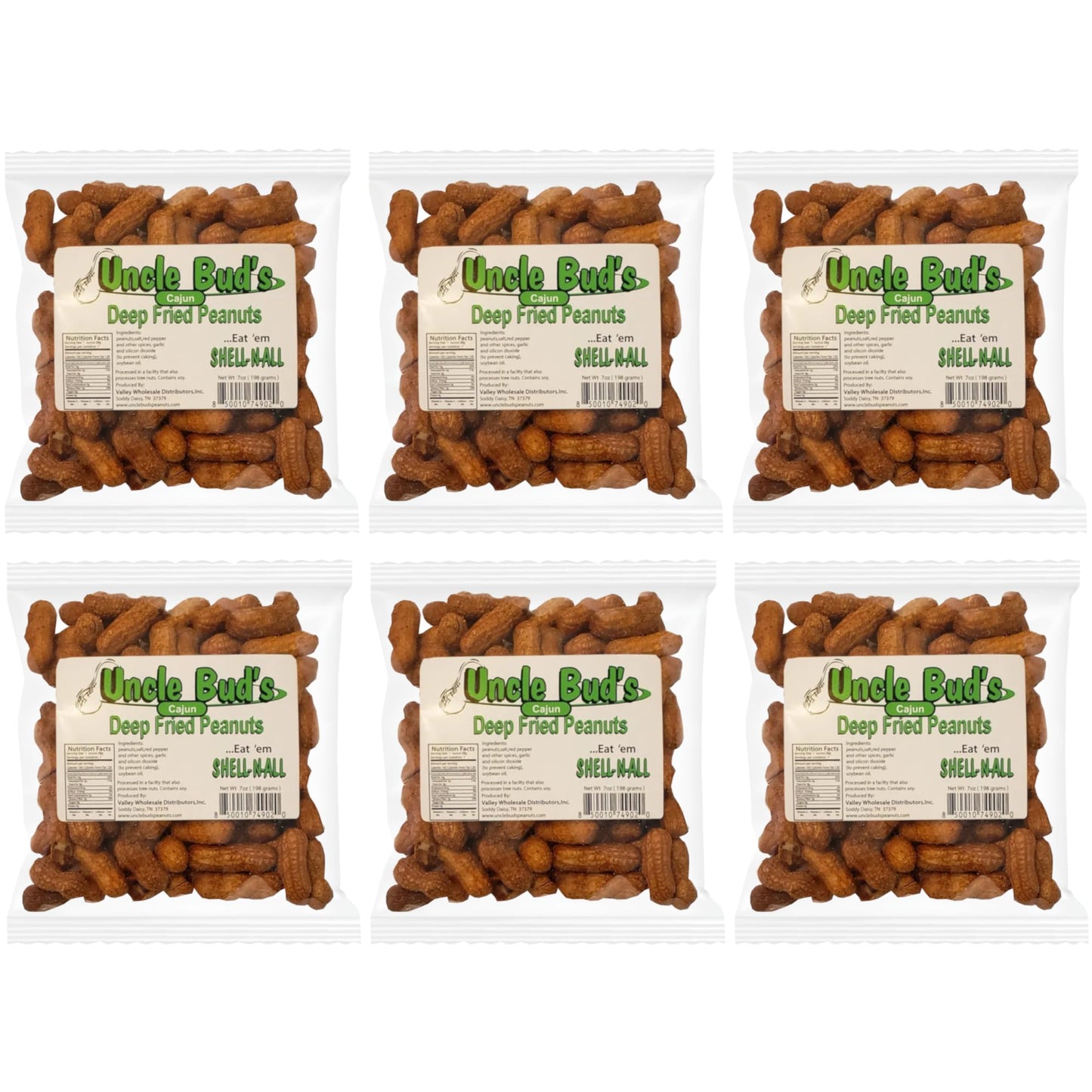 Deep Fried Peanuts -Eat em Shell & All! (Cajun) 6 PACK