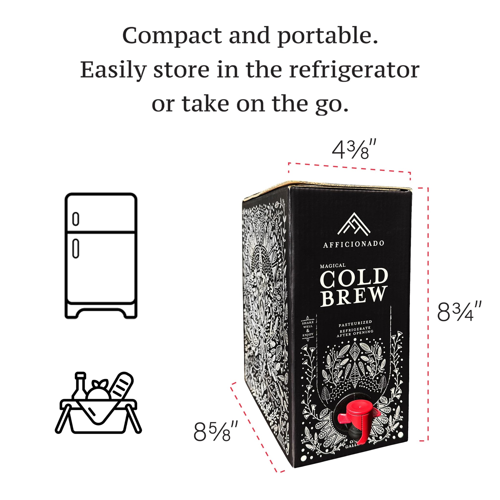 Afficionado Coffee Roasters | Magical Cold Brew | 1 Gallon | Bag in Box | Single Origin Peruvian Coffee | Medium Roast | Ready to Drink | Pasteurized