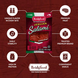 Bridgford Italian Salami 5 oz Pack of 4 - Zero Carb Healthy Salami Sliced Charcuterie Meat for Your Charcuterie Boards or Antipasto Platters