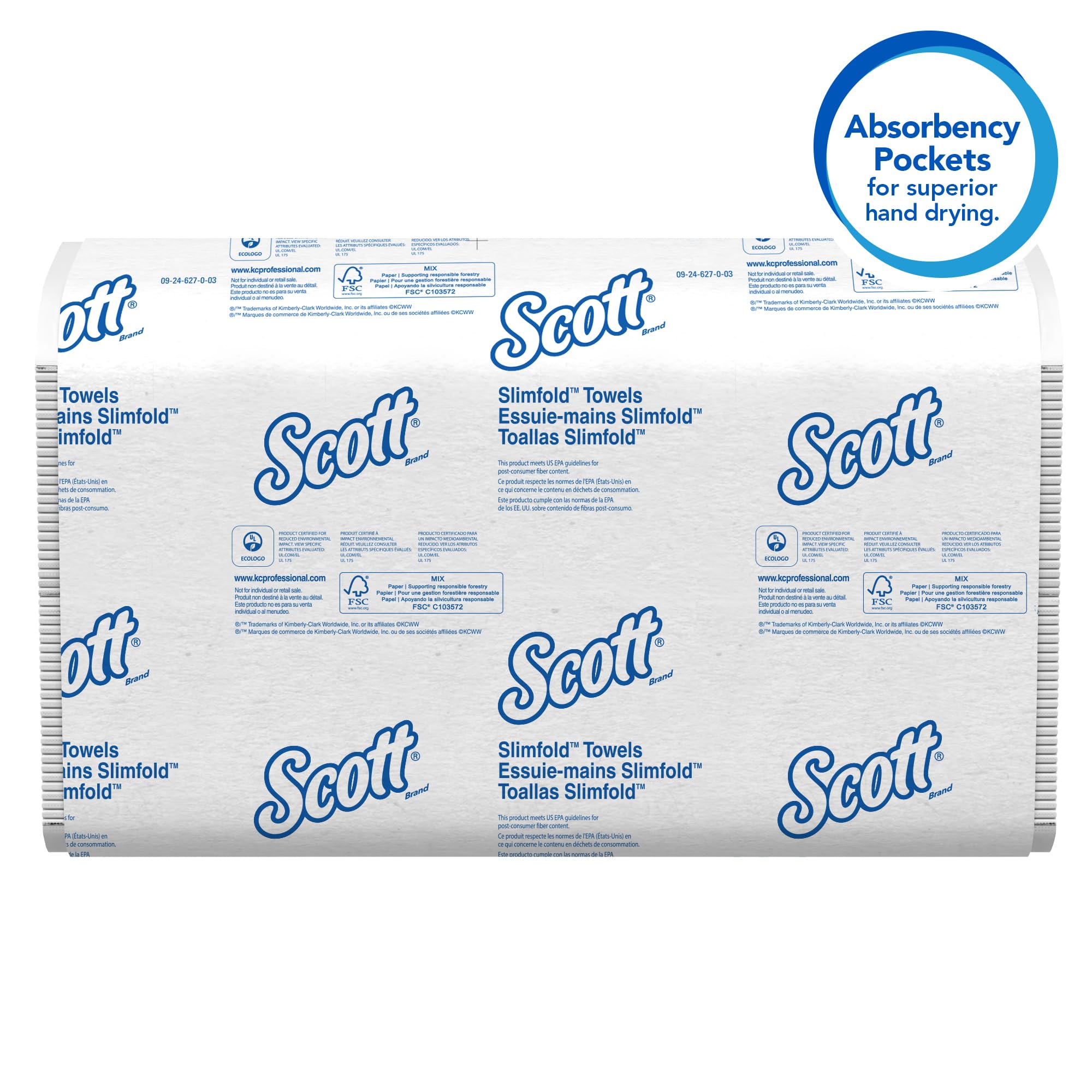 Scott Professional Pro Slimfold Folded Paper Towels, Bulk (04442), Absorbency Pockets, White, for Compatible Kimberly-Clark Professional Dispensers
